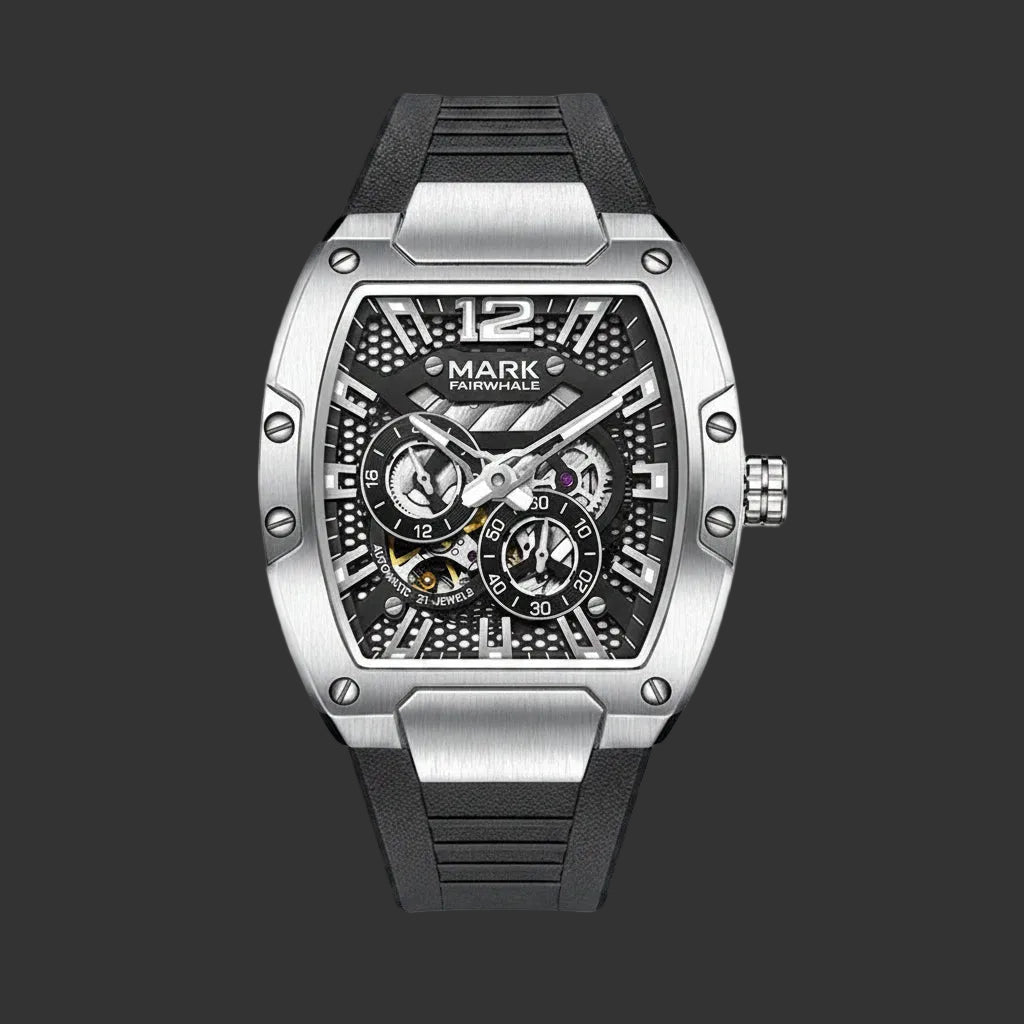 MARK FAIRWHALE Tourbillon Automatic Watch con esfera esqueletizada y detalles en verde
