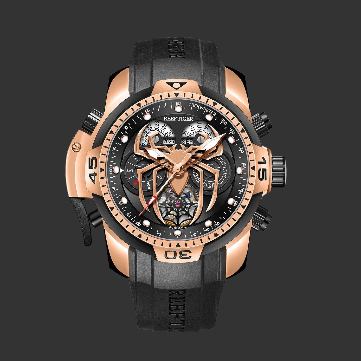 Reef Tiger Reloj Deportivo Automático con Diseño Esqueleto