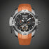 Reef Tiger reloj deportivo automático con elegante diseño esqueleto y estilo moderno.